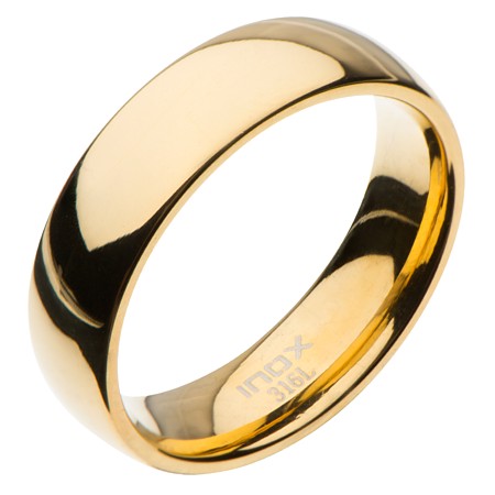 Stainless Steel 6mm Gold plated Band - Click Image to Close